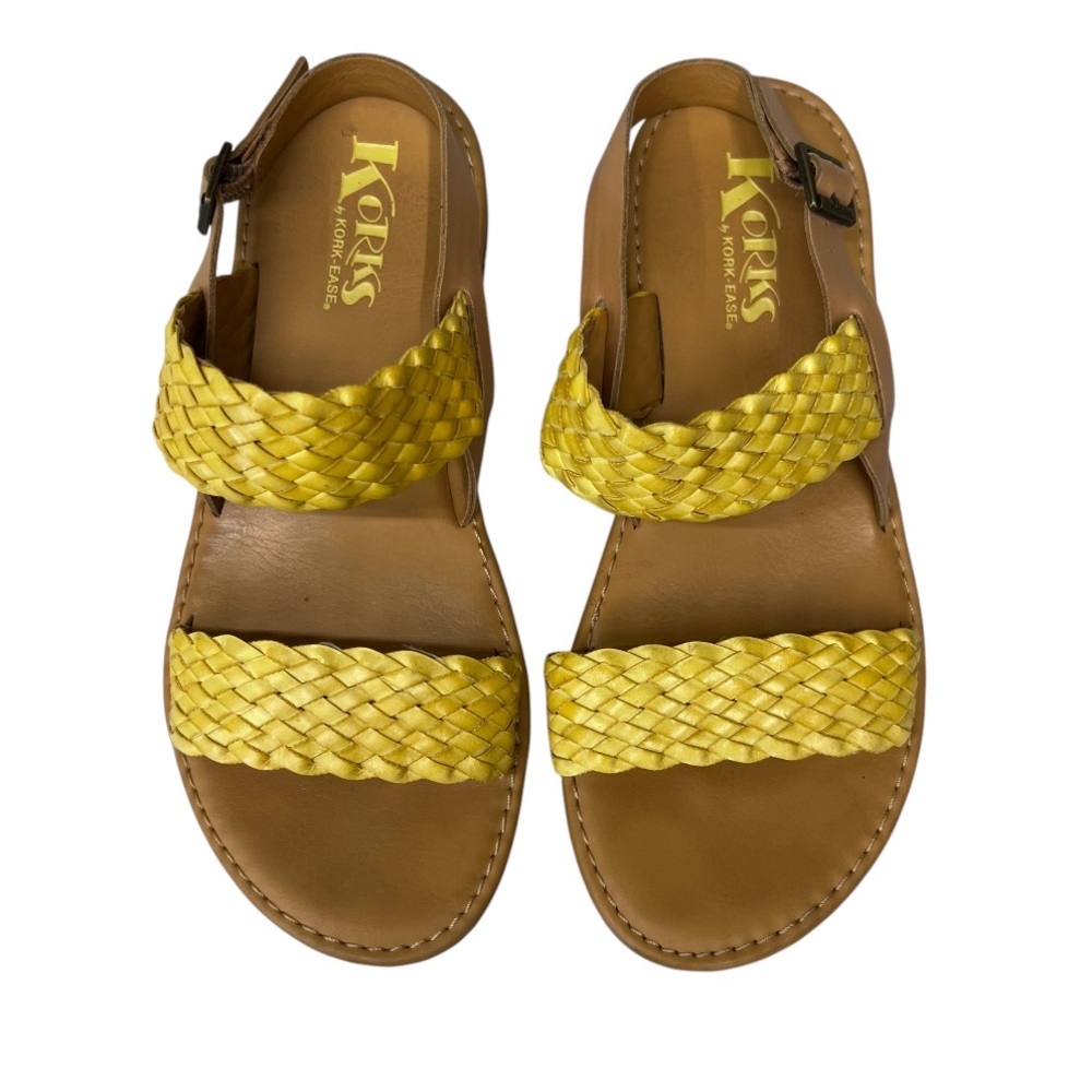 Korks Butter Yellow Braided Sandals Size 7